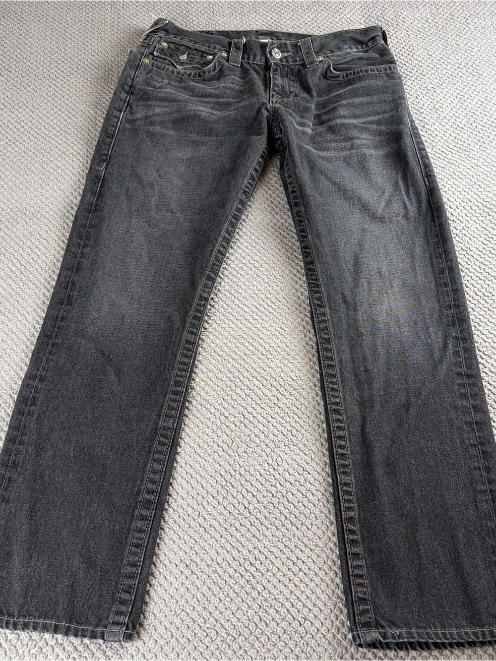 True Religion Men's Black Straight-Leg Jeans dark gray wash